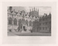 Four engravings of Oxford University. Antique C19th engravings