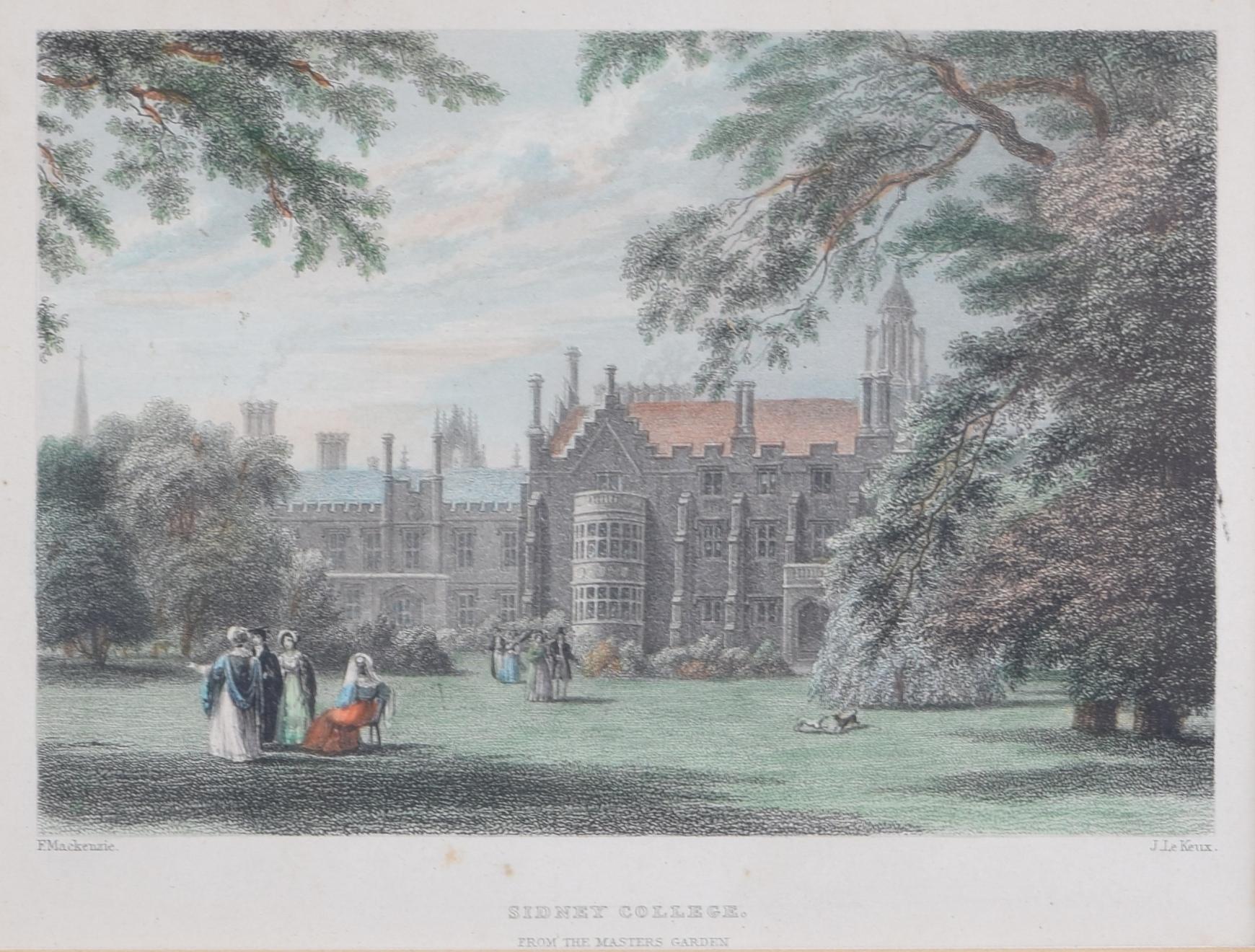 John Le Keux after Frederick Mackenzie Landscape Print - Sidney Sussex College, Cambridge engraving by John Le Keux after Mackenzie