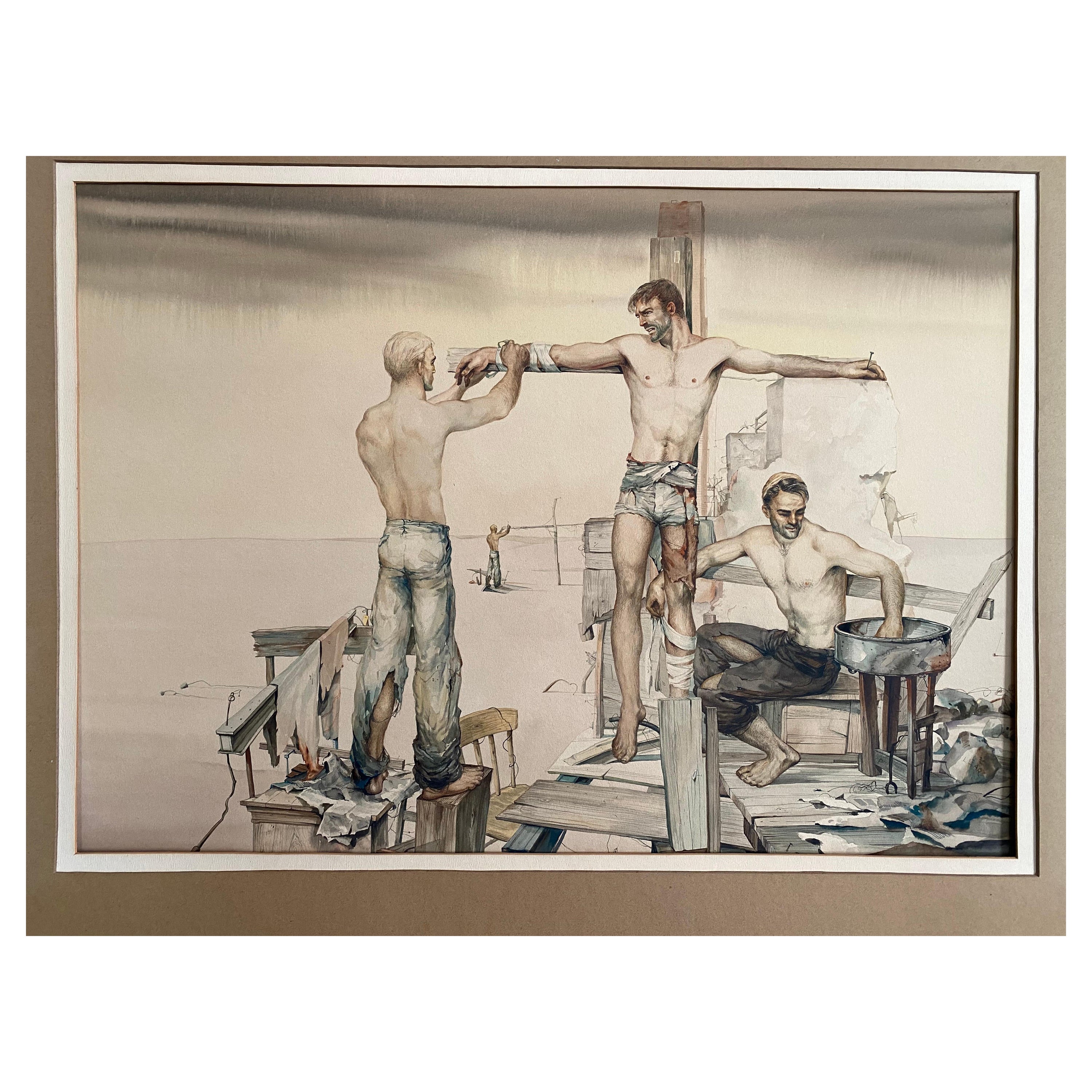 John Lear Watercolor "Aftermath" For Sale