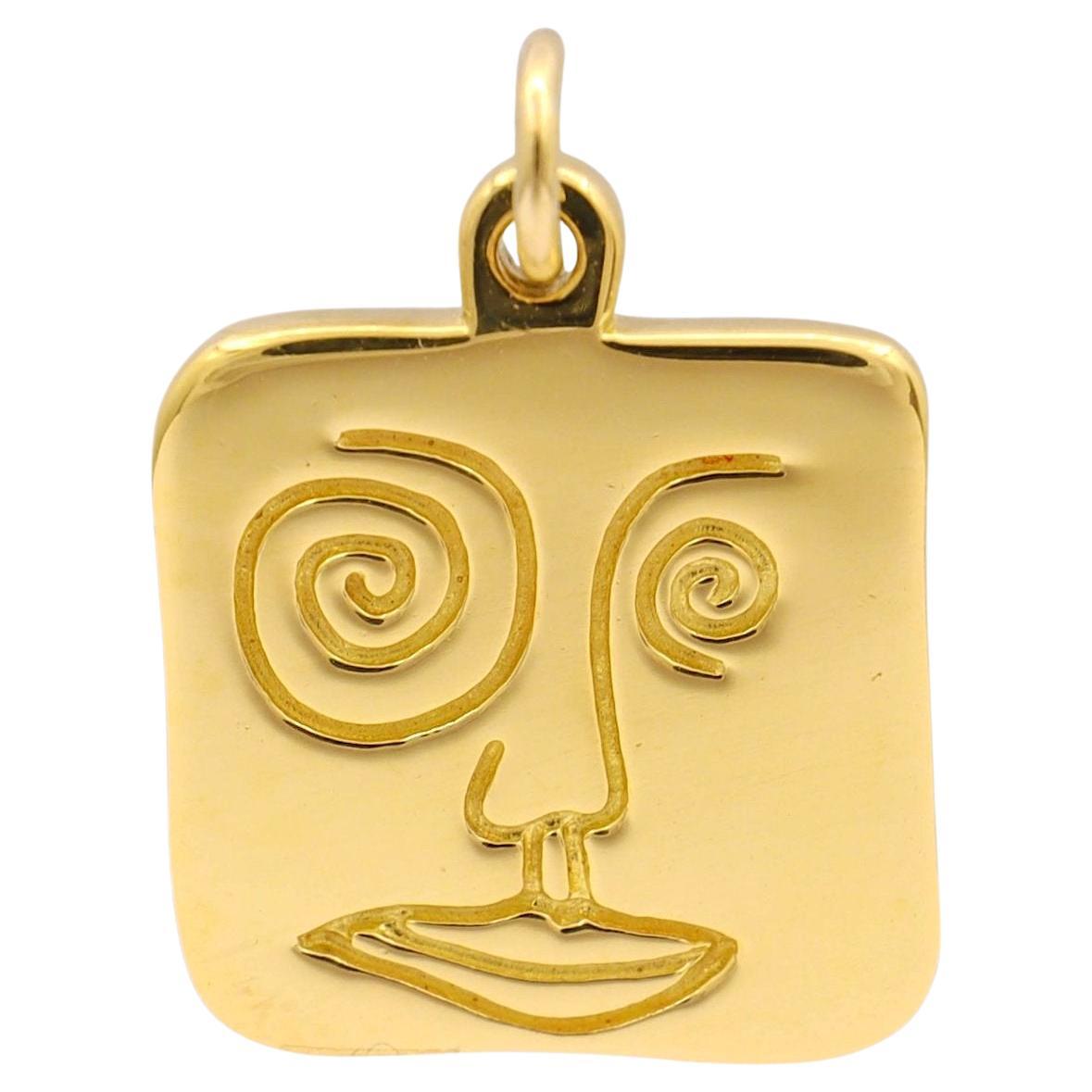 John Lennon 18K Yellow Gold Face Charm Pendant