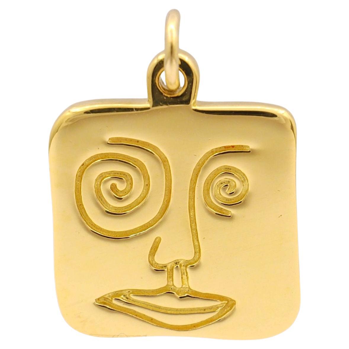 John Lennon 18K Yellow Gold Face Charm Pendant