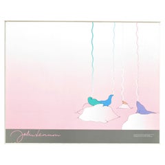 John Lennon Drawing, Pink Seals on Ice