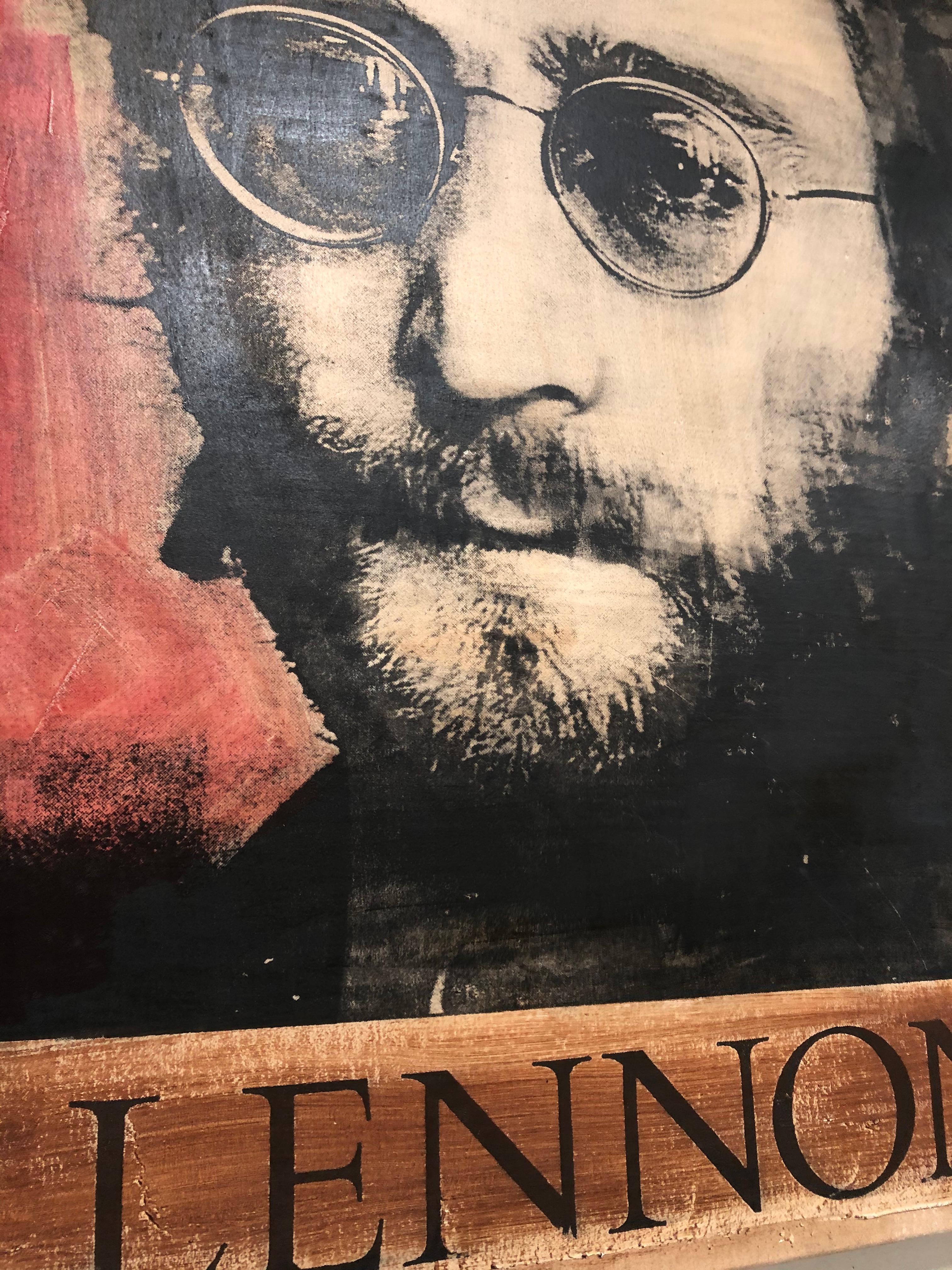 Mid-Century Modern John Lennon Painted Canvas