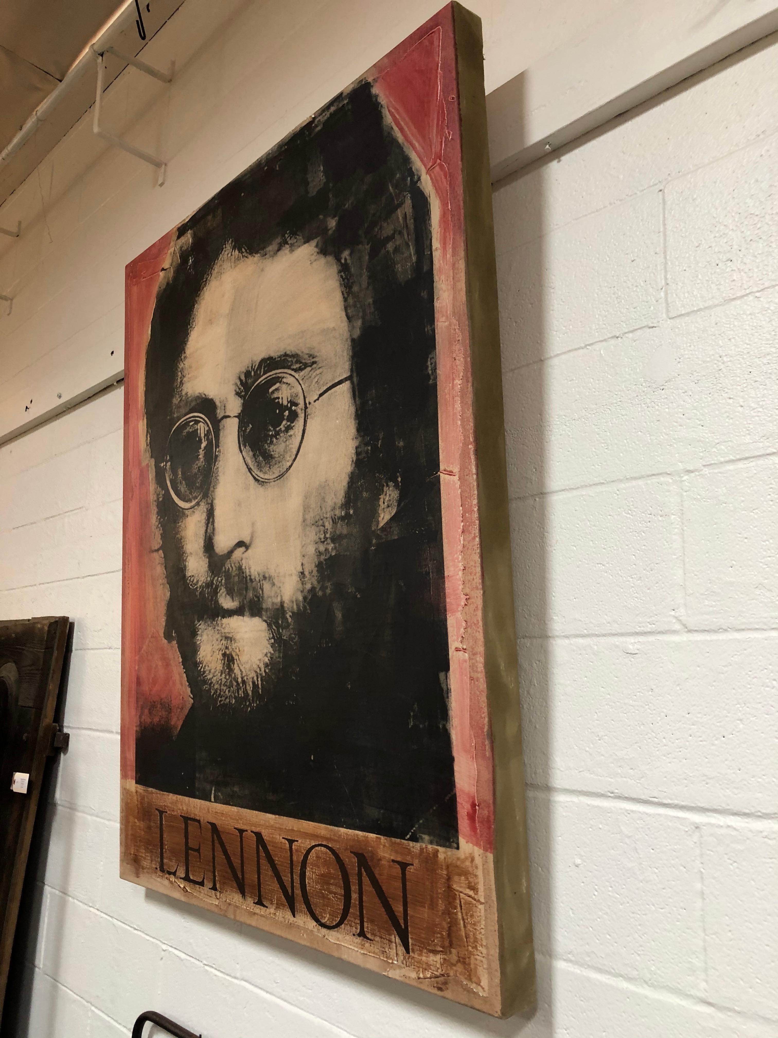 Unknown John Lennon Painted Canvas