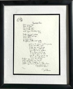 Vintage "Beautiful Boy" Framed Limited Edition Hand Written Lyrics