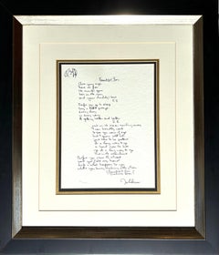 "Beautiful Boy" Framed Limited Edition Hand Written Lyrics