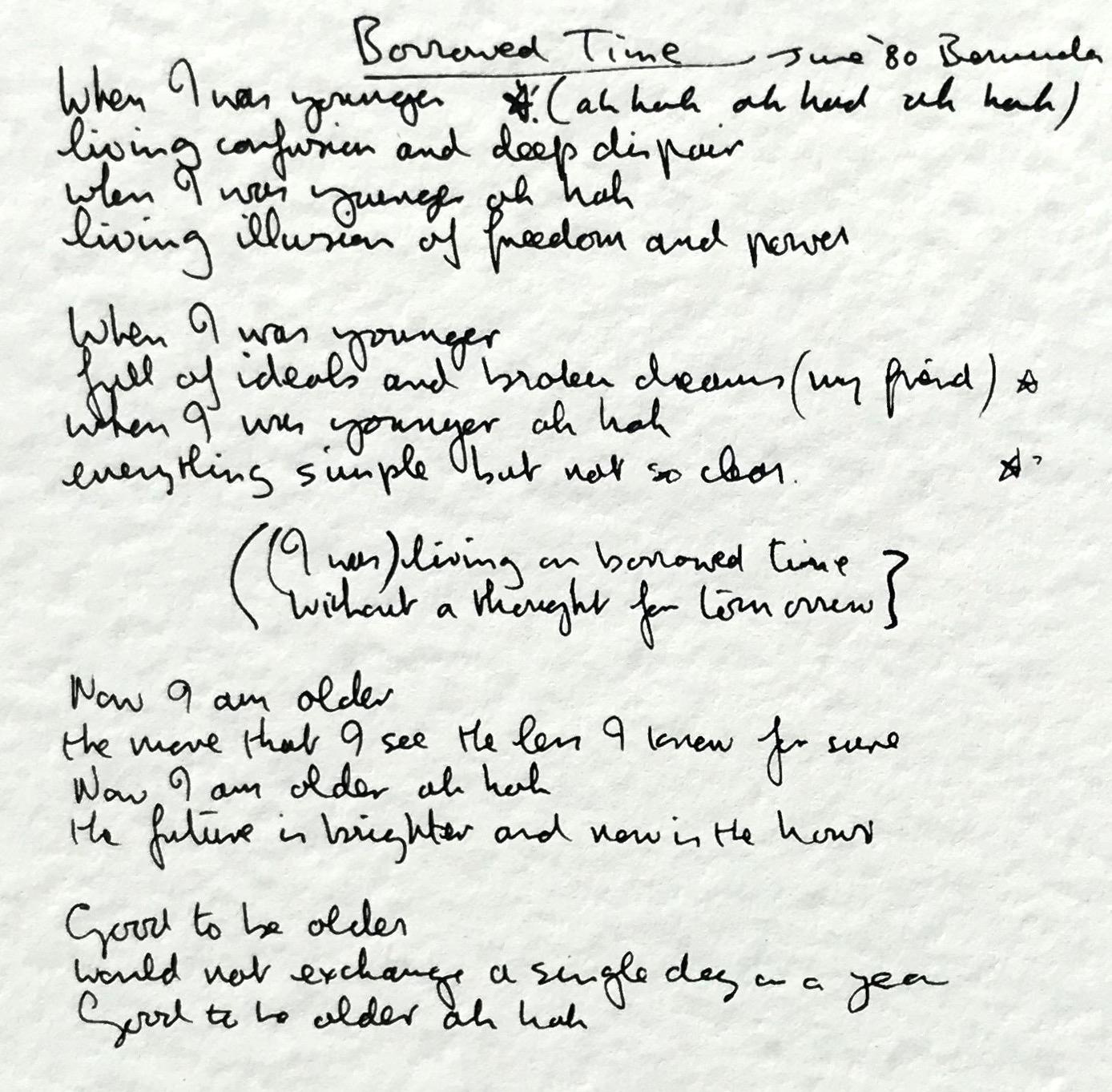 Borrowed Time Limited Edition Hand Written Lyrics For Sale At 1stDibs Borrowed Time Limited Edition Hand Written Lyrics For Sale At 1stDibs
