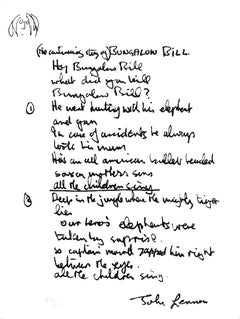 "Bungalow Bill" Limited Edition Hand Written Lyrics
