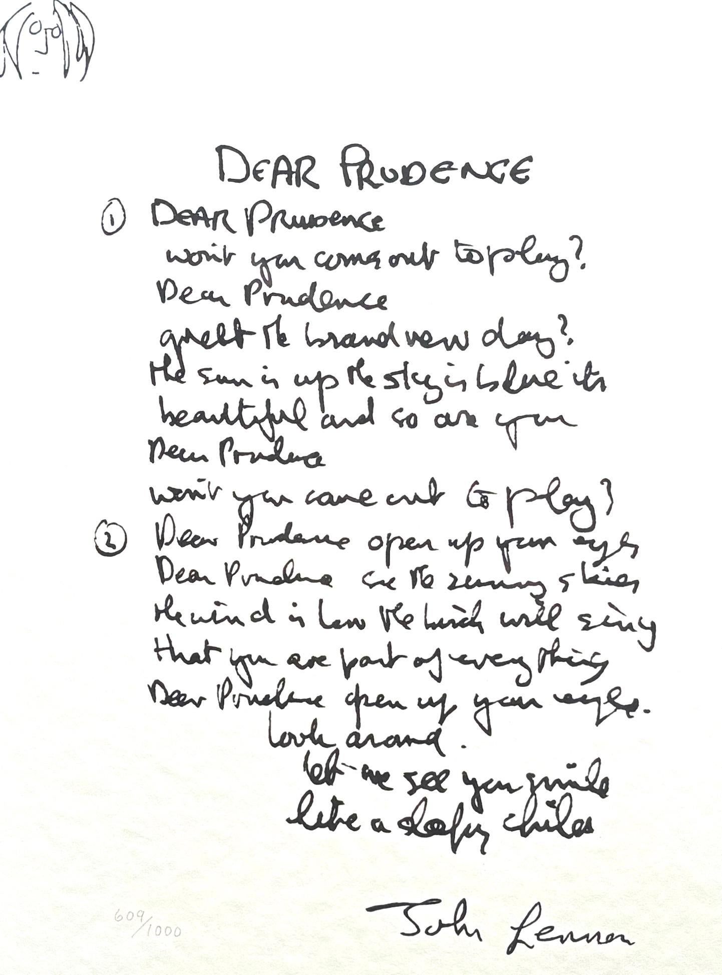  Rare sérigraphie en édition limitée des paroles manuscrites de John Lennon pour la chanson 