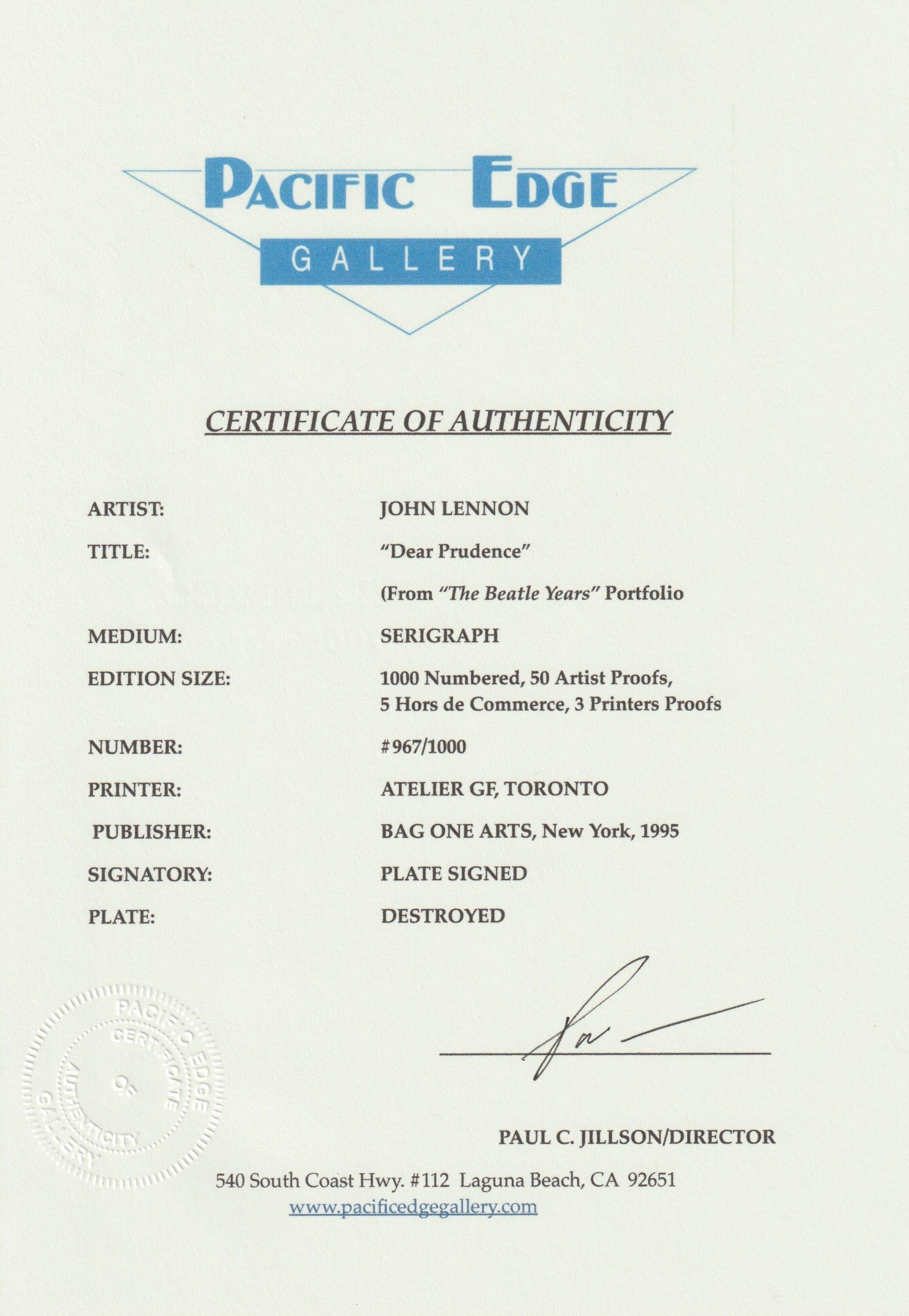  Rare Limited Edition Serigraph of John Lennon's handwritten lyrics for the song 
