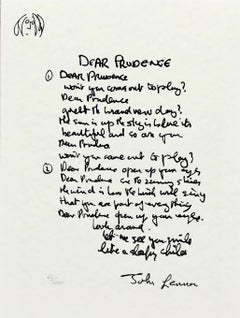 John Lennon - Dear Prudence Limited Edition Hand Written Lyrics at  1stDibs