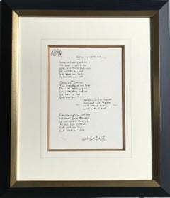 "Grow Old With Me"  Framed Limited Edition Hand Written Lyrics