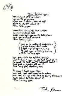 "I'm Losing You" Limited Edition Hand Written Lyrics