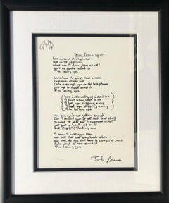 "I'm Losing You" Limited Edition Hand Written Lyrics