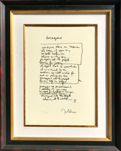 "Imagine" Limited Edition Hand Written Lyrics