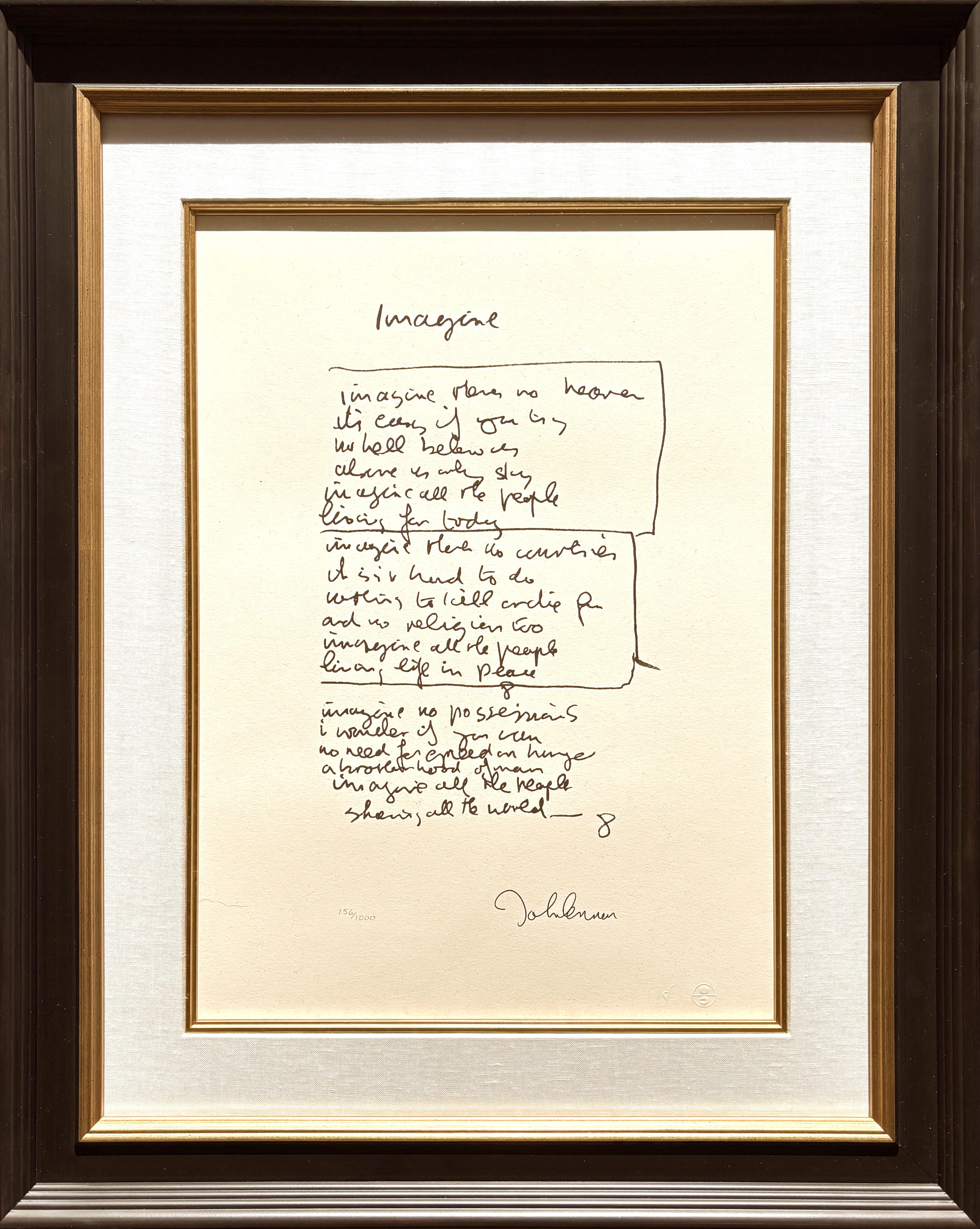 Print John Lennon - « Imagine », édition limitée, écrite à la main