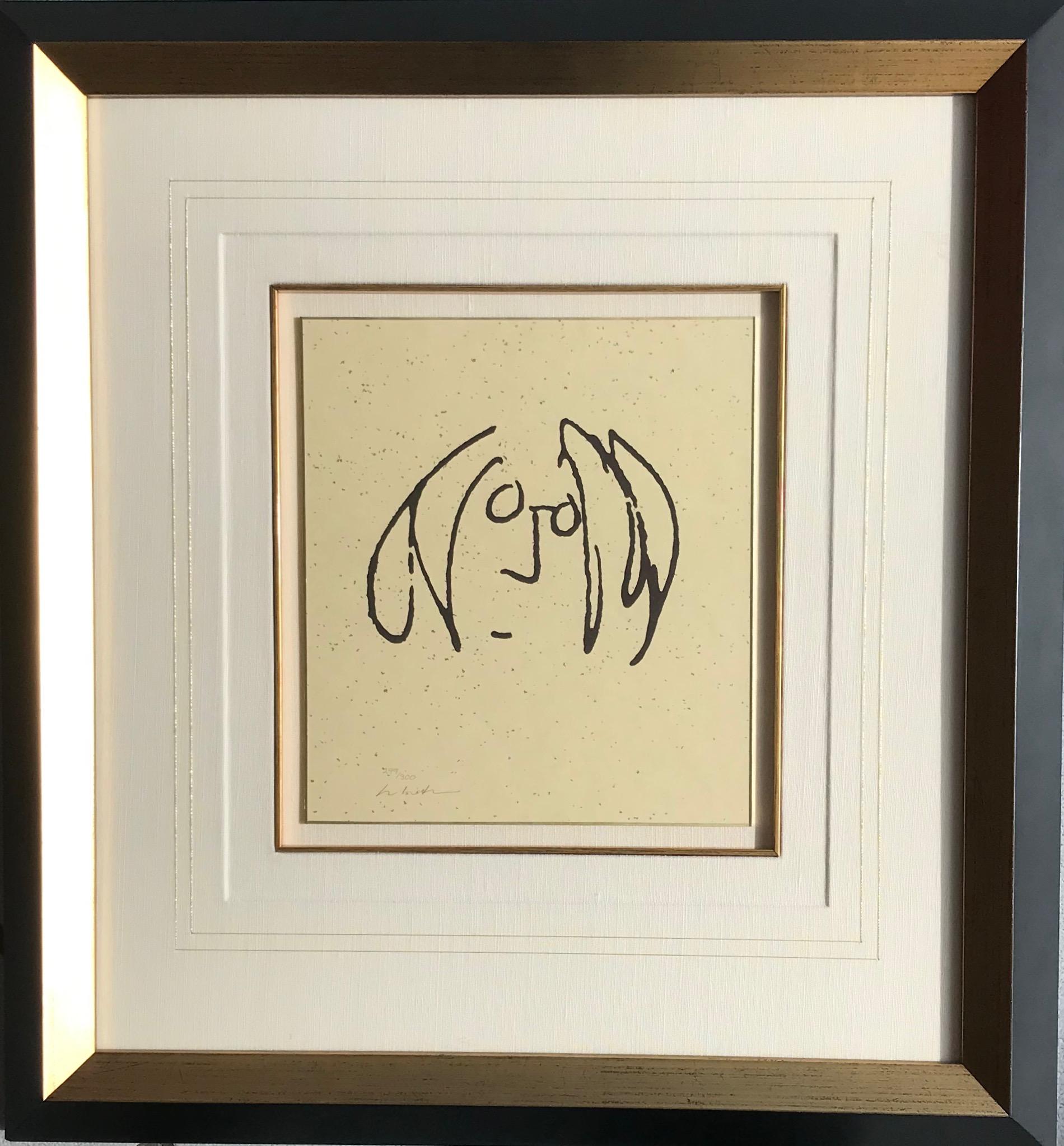 John Lennon Print - "Imagine Self Portrait" Limited Edition Drawing on Hand Made Shikishi Board