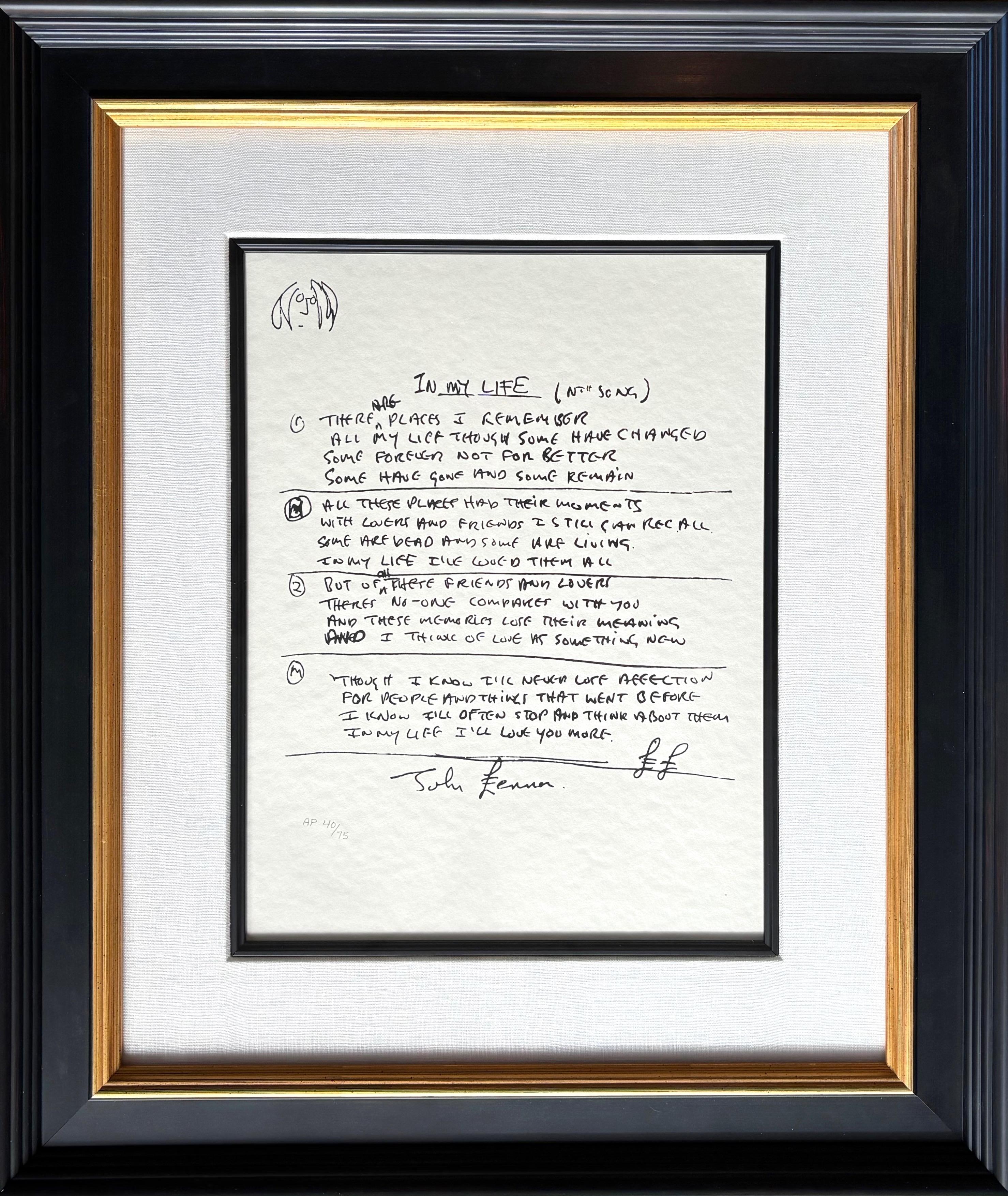 John Lennon Print - "In My Life" Lyrics 