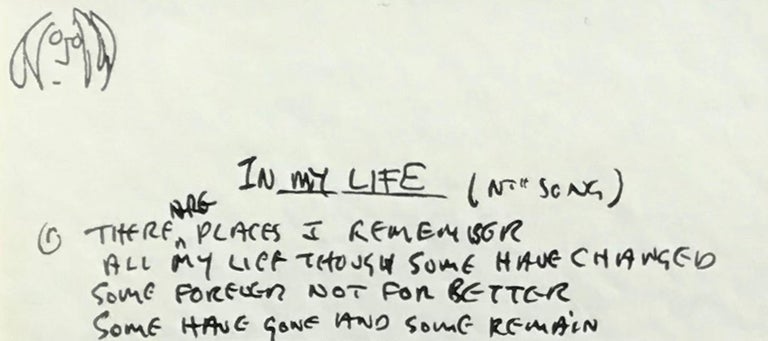 In My Life John Lennon Handwritten Lyrics the Beatles Print -  Canada
