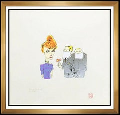 Vintage John Lennon Color Serigraph Signed Yoko Ono The Beatles Bag 1 Suitors Framed Art