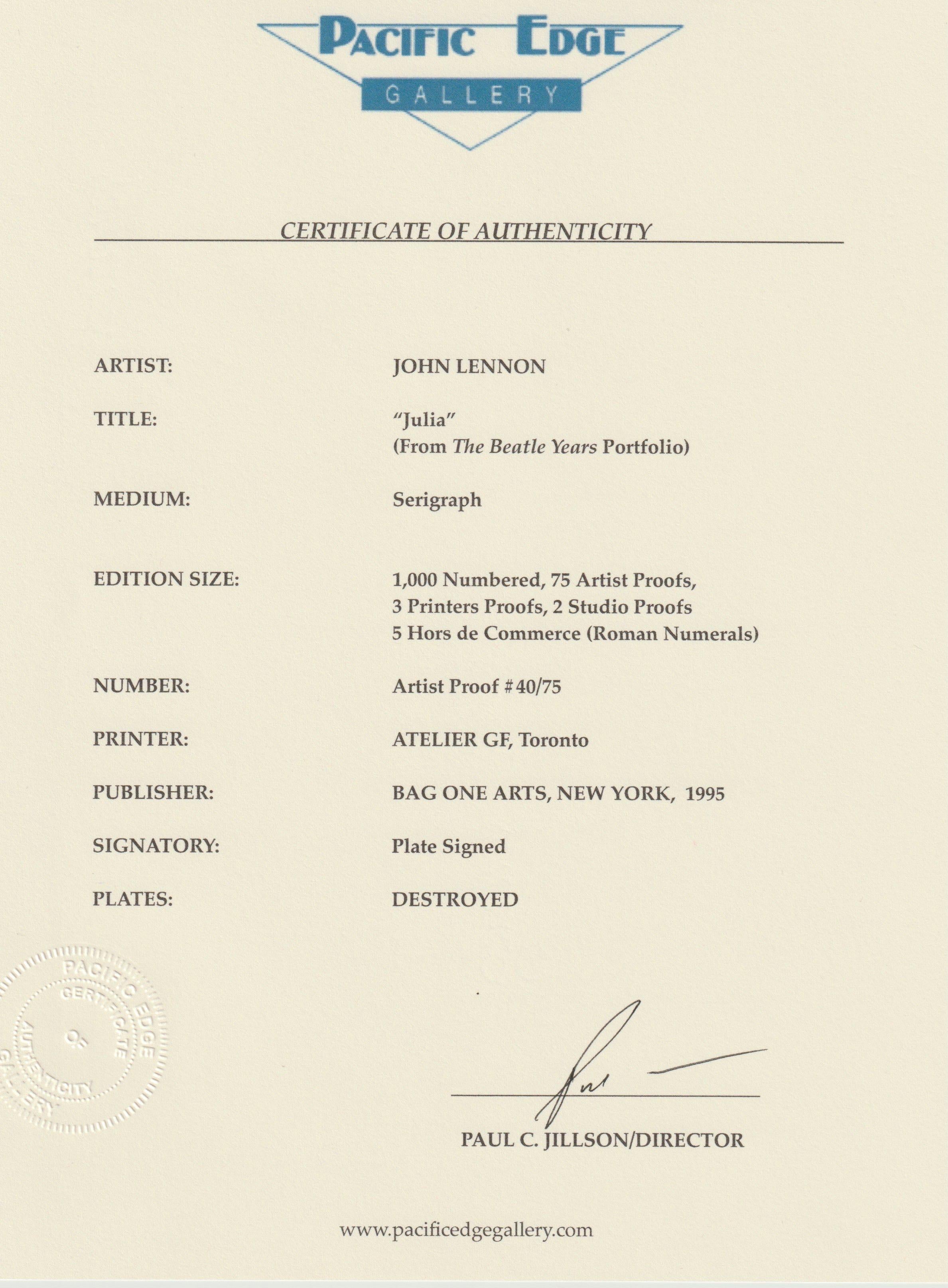  Rare sérigraphie en édition limitée des paroles manuscrites de John Lennon pour la chanson 