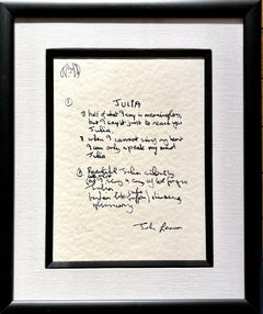 "Julia" Framed Limited Edition Hand Written Lyrics