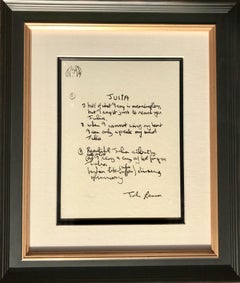 "Julia" Framed Limited Edition Hand Written Lyrics