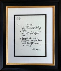 "Julia" Framed Limited Edition Hand Written Lyrics