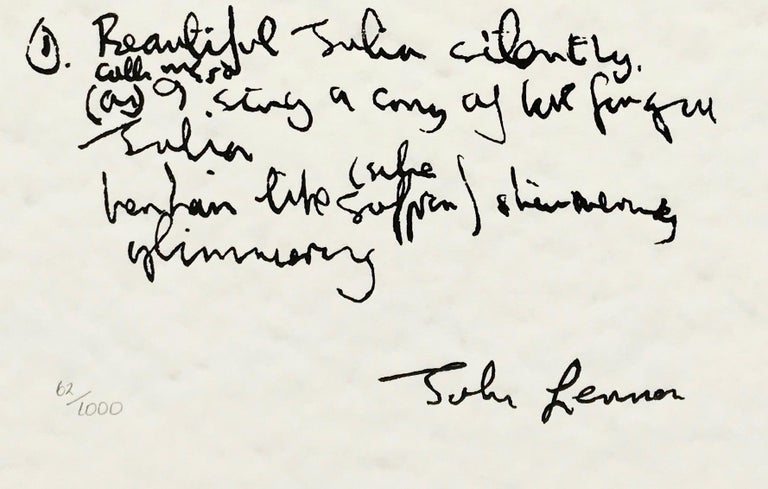 John Lennon - Julia Limited Edition Hand Written Lyrics at 1stDibs  john  lennon handwritten lyrics, lyrics julia the beatles, julia john lennon  lyrics