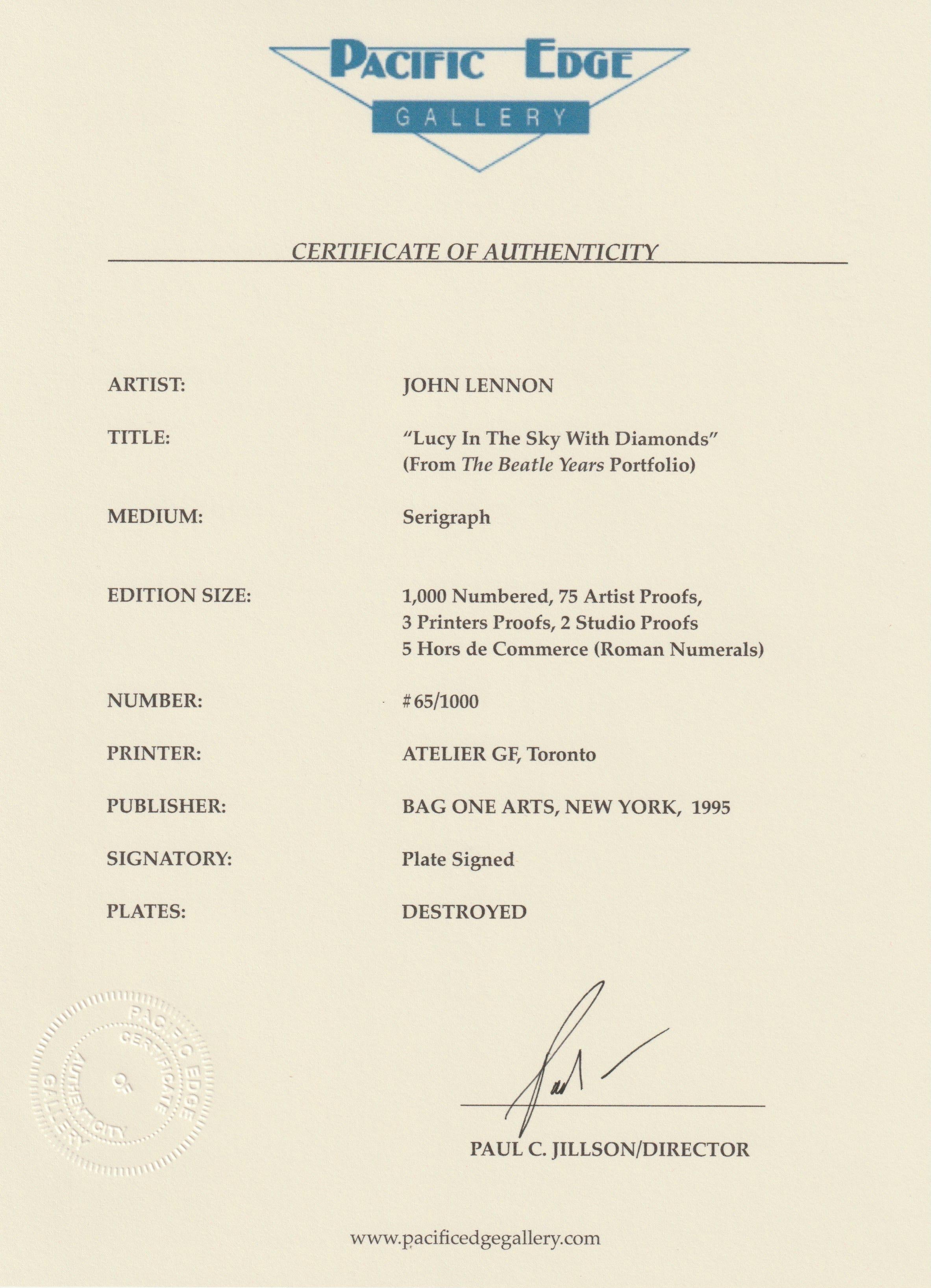  Rare Limited Edition Serigraph of John Lennon's handwritten lyrics for the song 