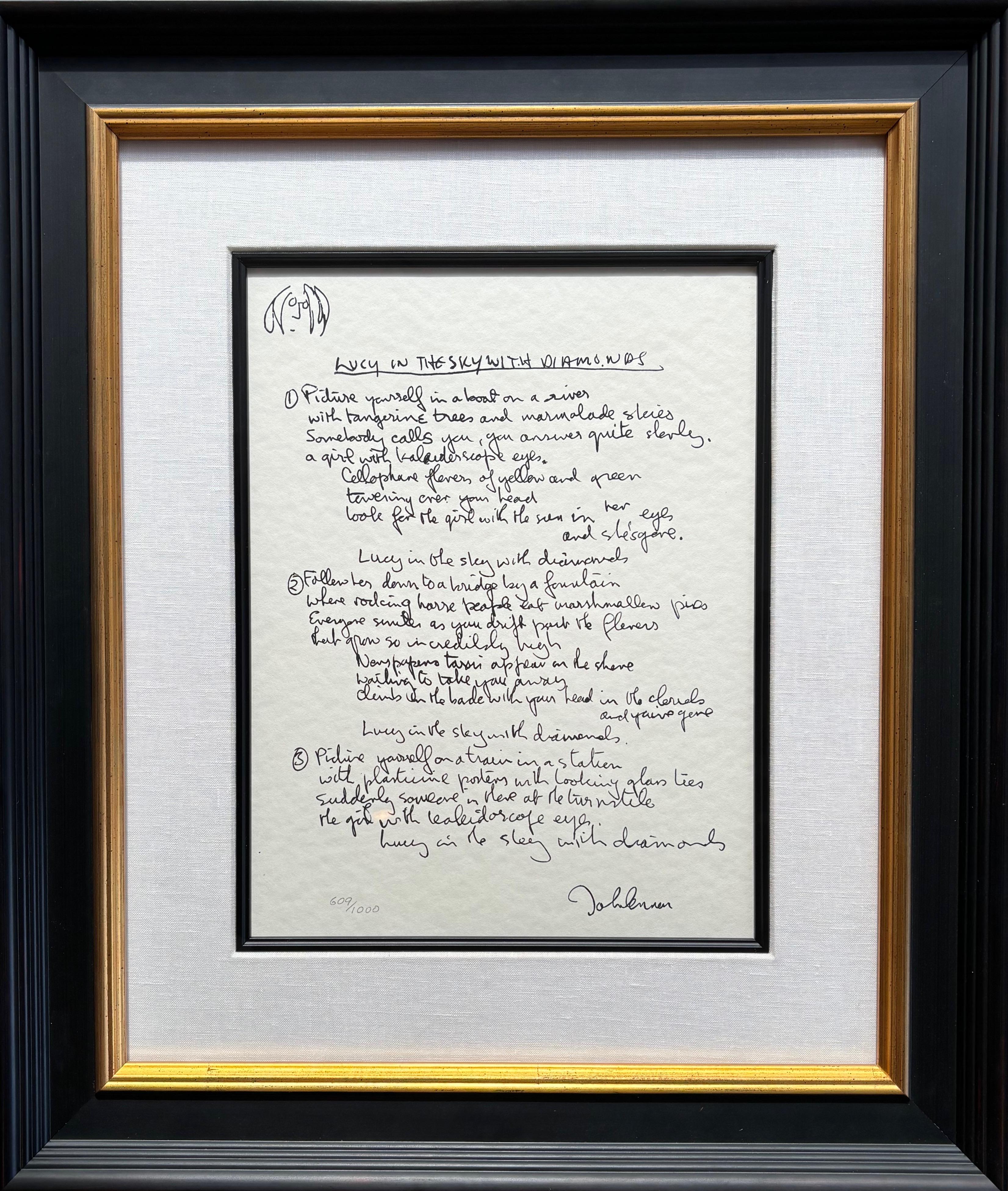 John Lennon Print - "Lucy In The Sky With Diamonds" Limited Edition Hand Written Lyrics