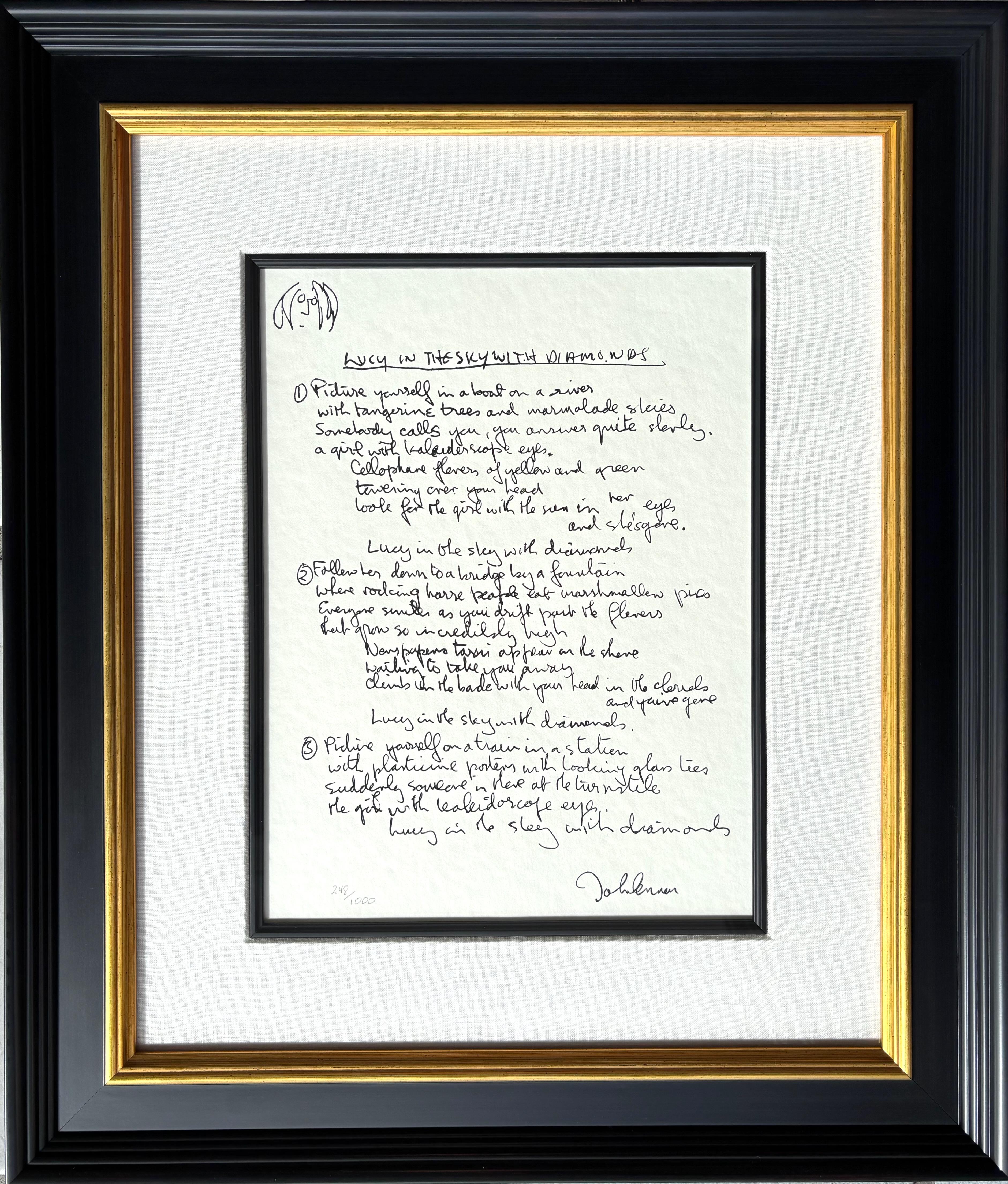 John Lennon Print - "Lucy In The Sky With Diamonds" Limited Edition Hand Written Lyrics