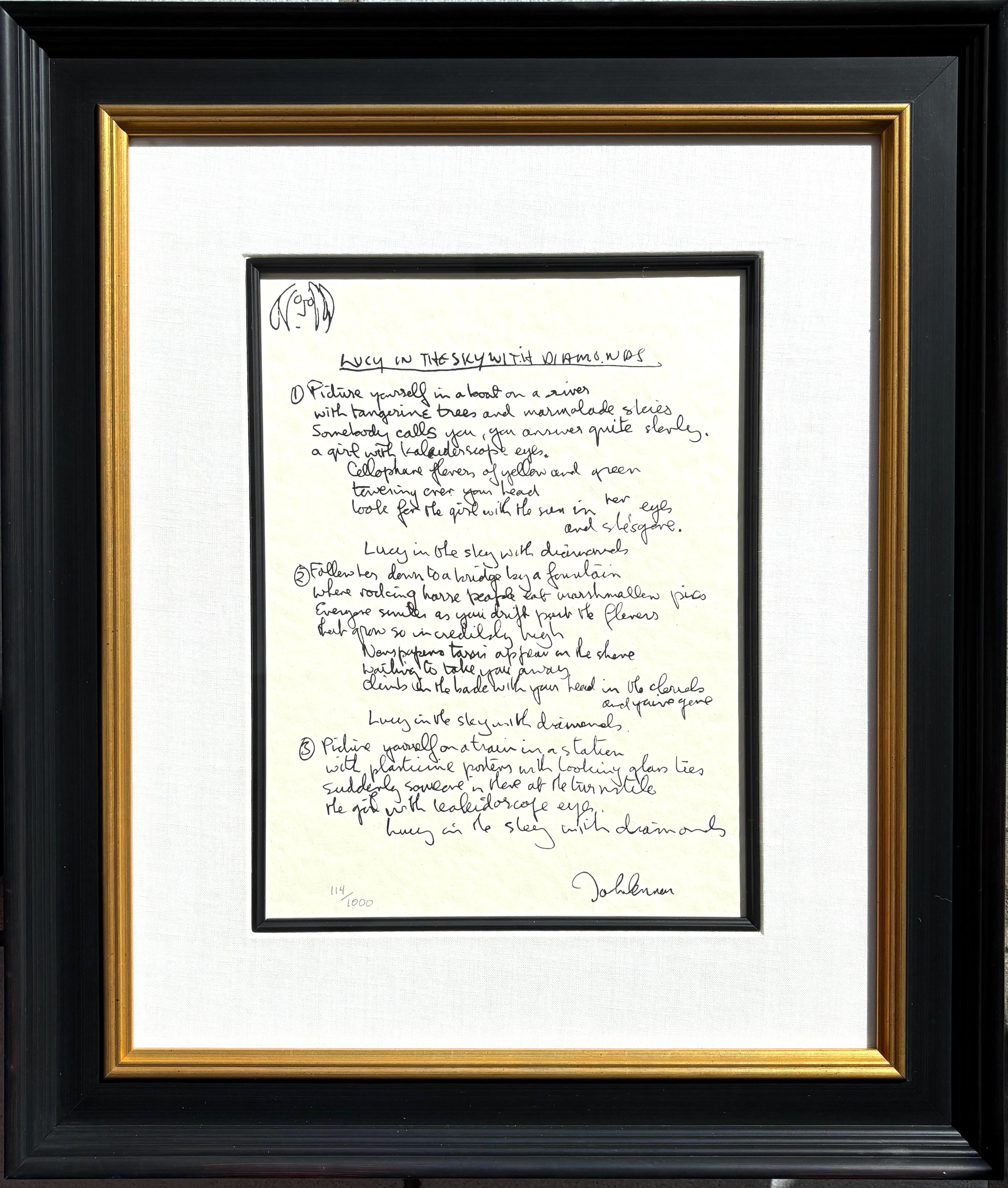 Print de John Lennon - "Lucy In The Sky With Diamonds" Edición Limitada Letra Escrita a Mano