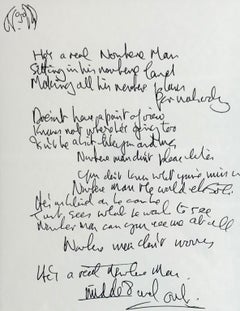 "Nowhere Man" Limited Edition Hand Written Lyrics