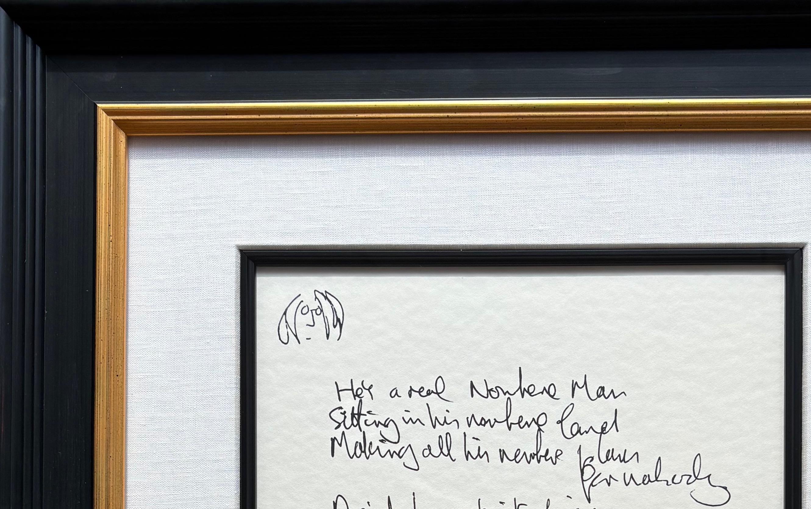  Seltene Serigraphie in limitierter Auflage von John Lennons handgeschriebenem Text für den Song 