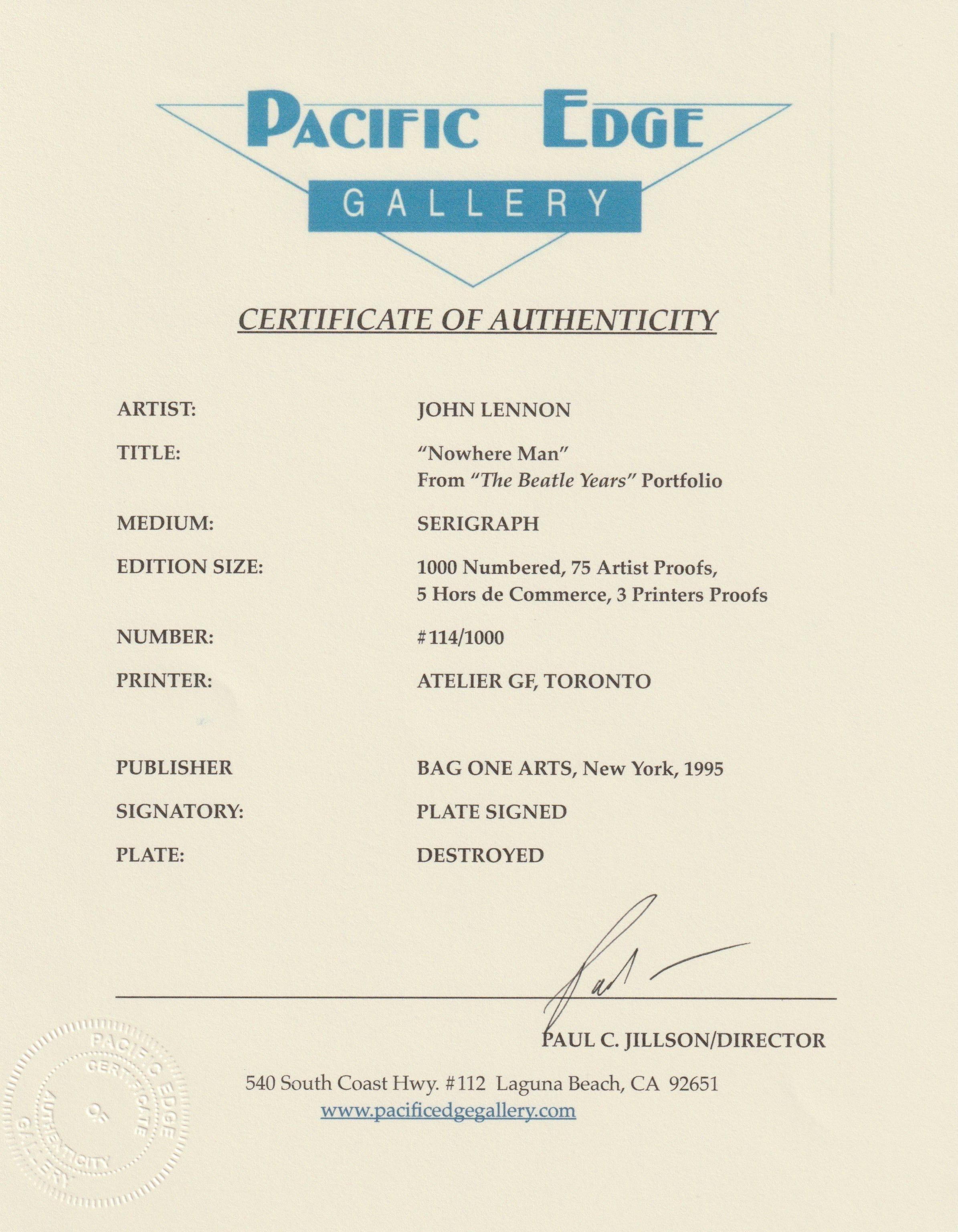  Rare sérigraphie en édition limitée des paroles manuscrites de John Lennon pour la chanson 