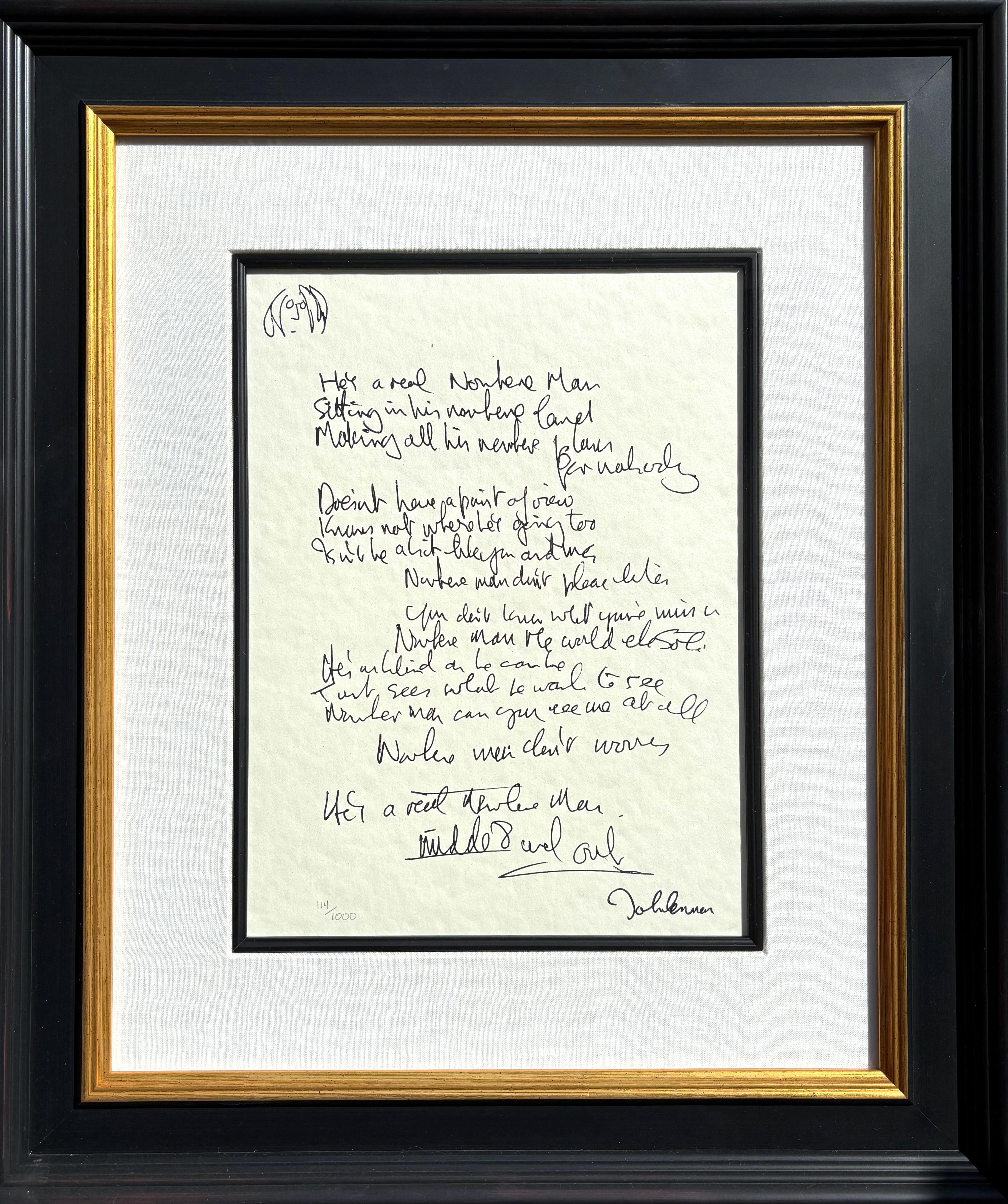 „Nowhere Man“ Limitierte Auflage handverlesener Lyrics