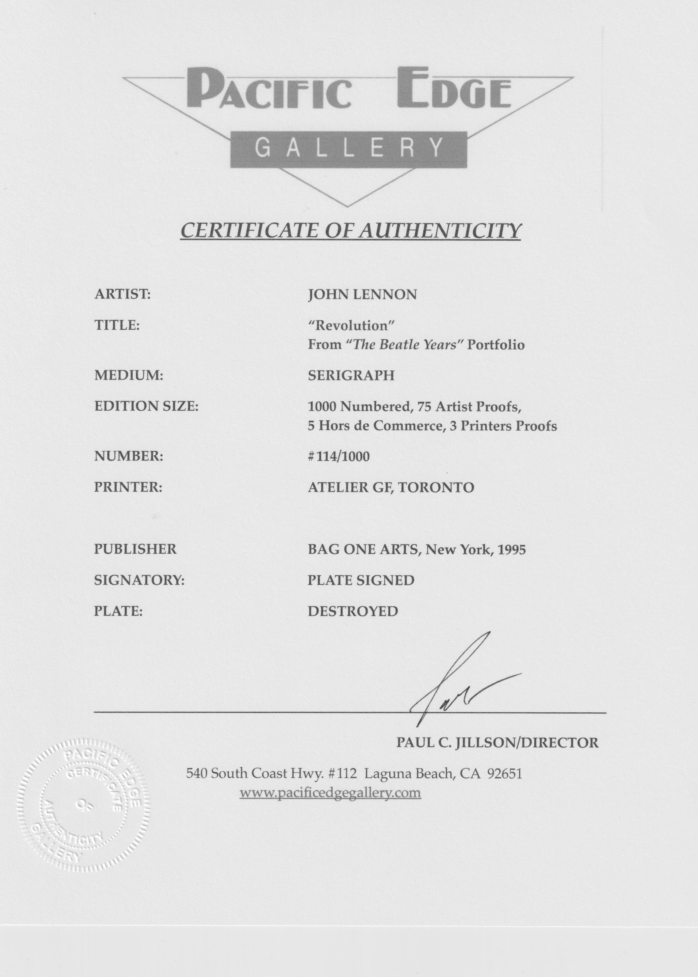  Rare sérigraphie en édition limitée des paroles manuscrites de John Lennon pour la chanson 