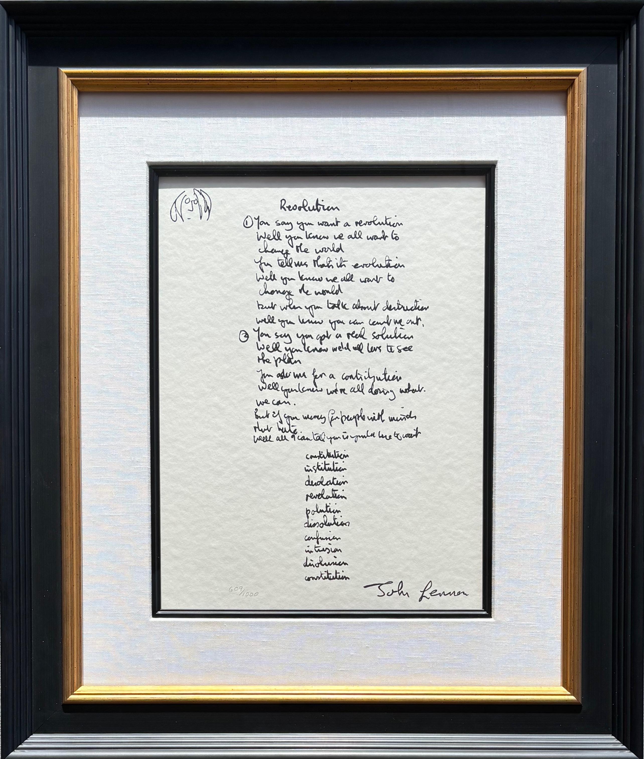 John Lennon Print - "Revolution" Limited Edition Hand Written Lyrics