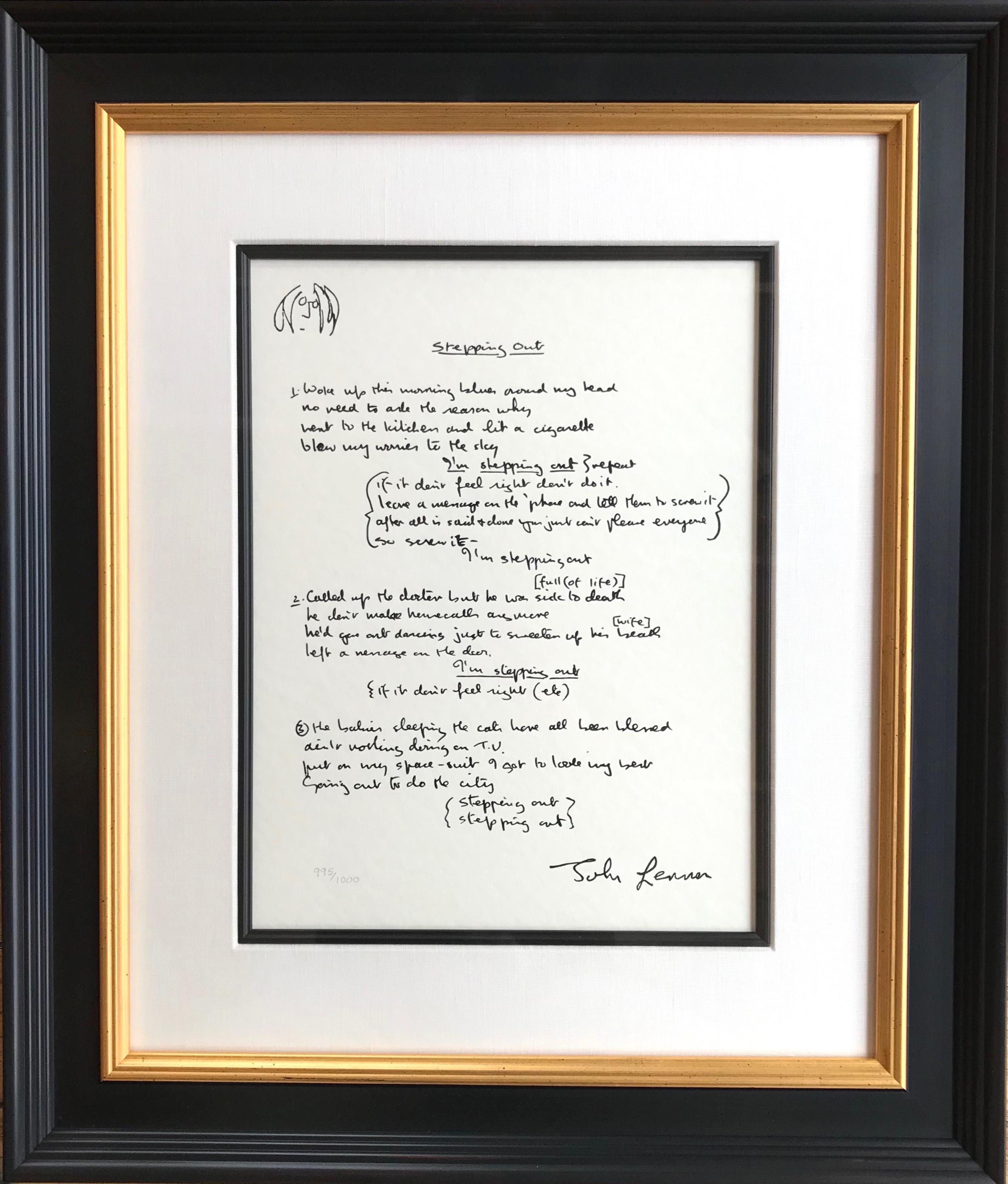 John Lennon Print - "Stepping Out" Limited Edition Hand Written Lyrics