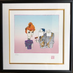 Vintage "Suitors"  Limited Edition Drawing 