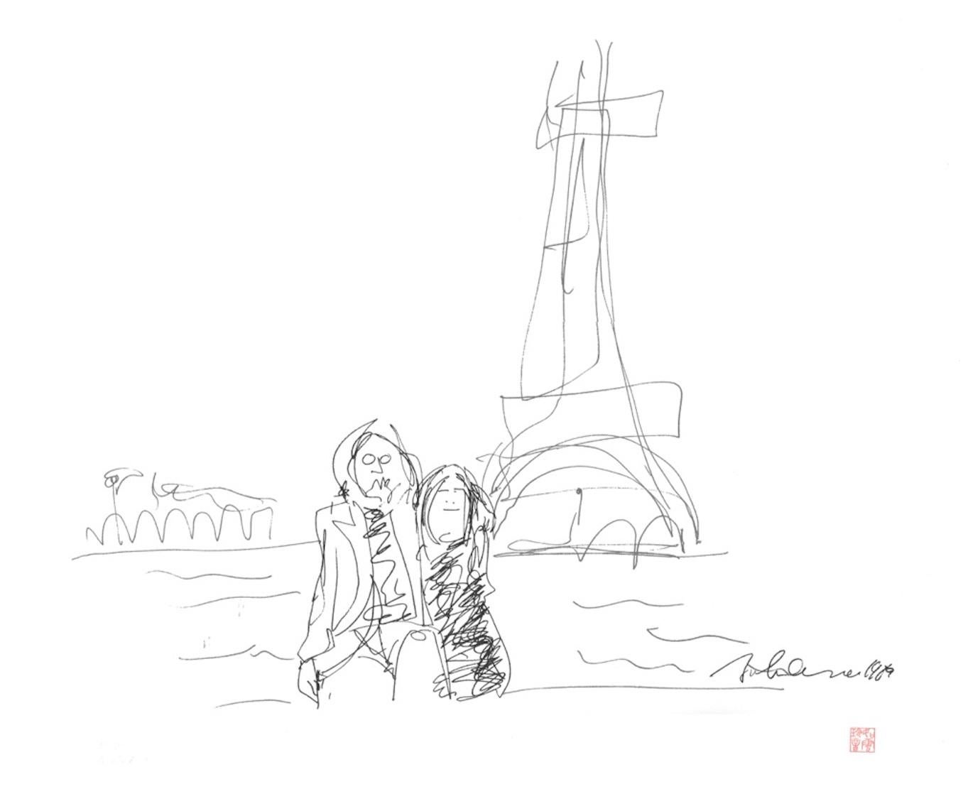 John Lennon Print - "The City In My Heart"  Limited Edition Drawing of Paris