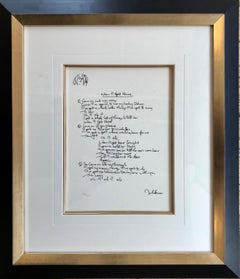 "When I Get Home" Framed Limited Edition Hand Written Lyrics