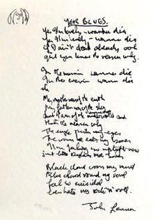 John Lennon - Dear Prudence Limited Edition Hand Written Lyrics