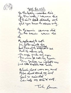 "Yer Blues" Limited Edition Hand Written Lyrics