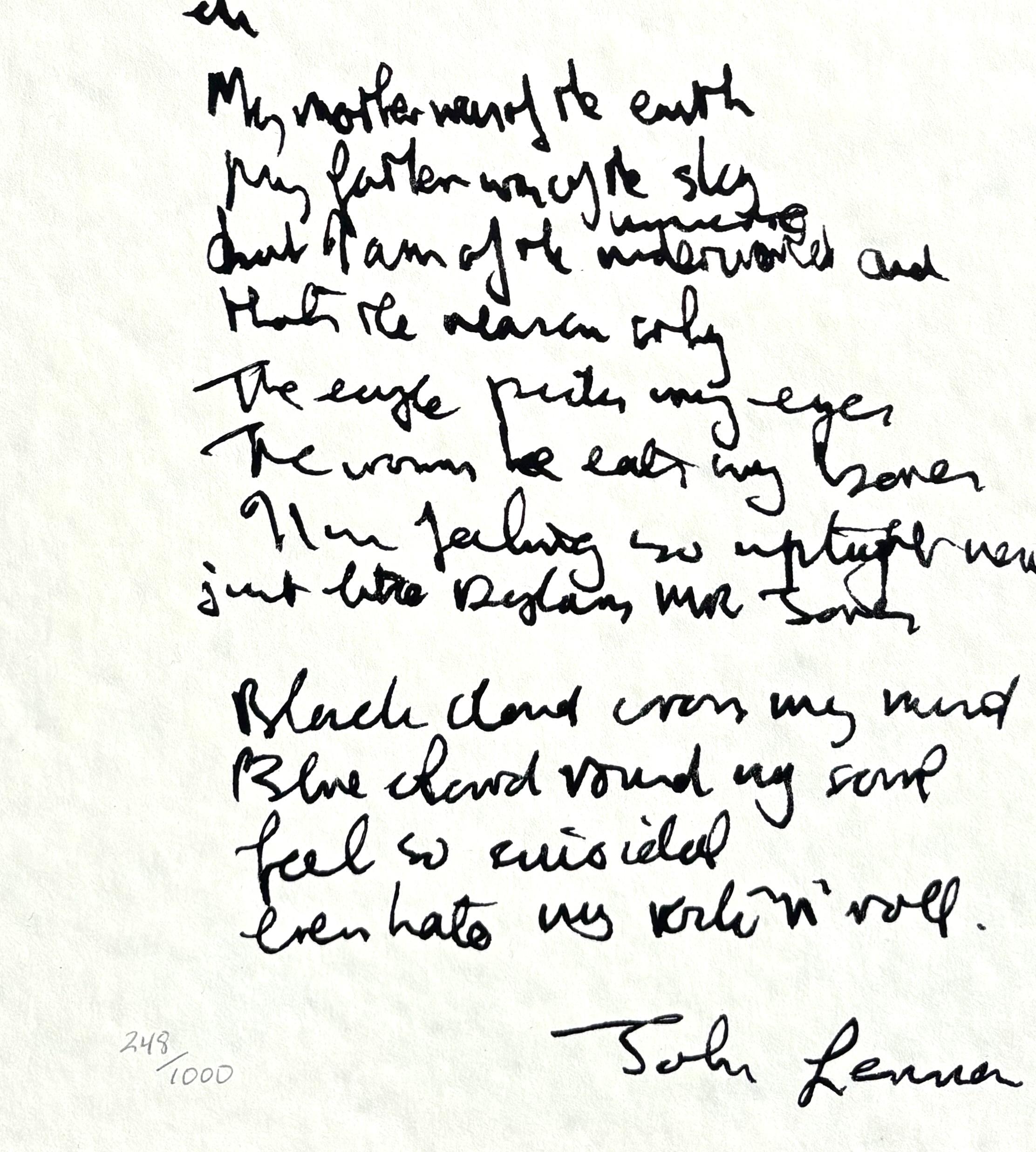 "Yer Blues" Limited Edition Hand Written Lyrics