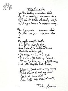 "Yer Blues" Limited Edition Hand Written Lyrics