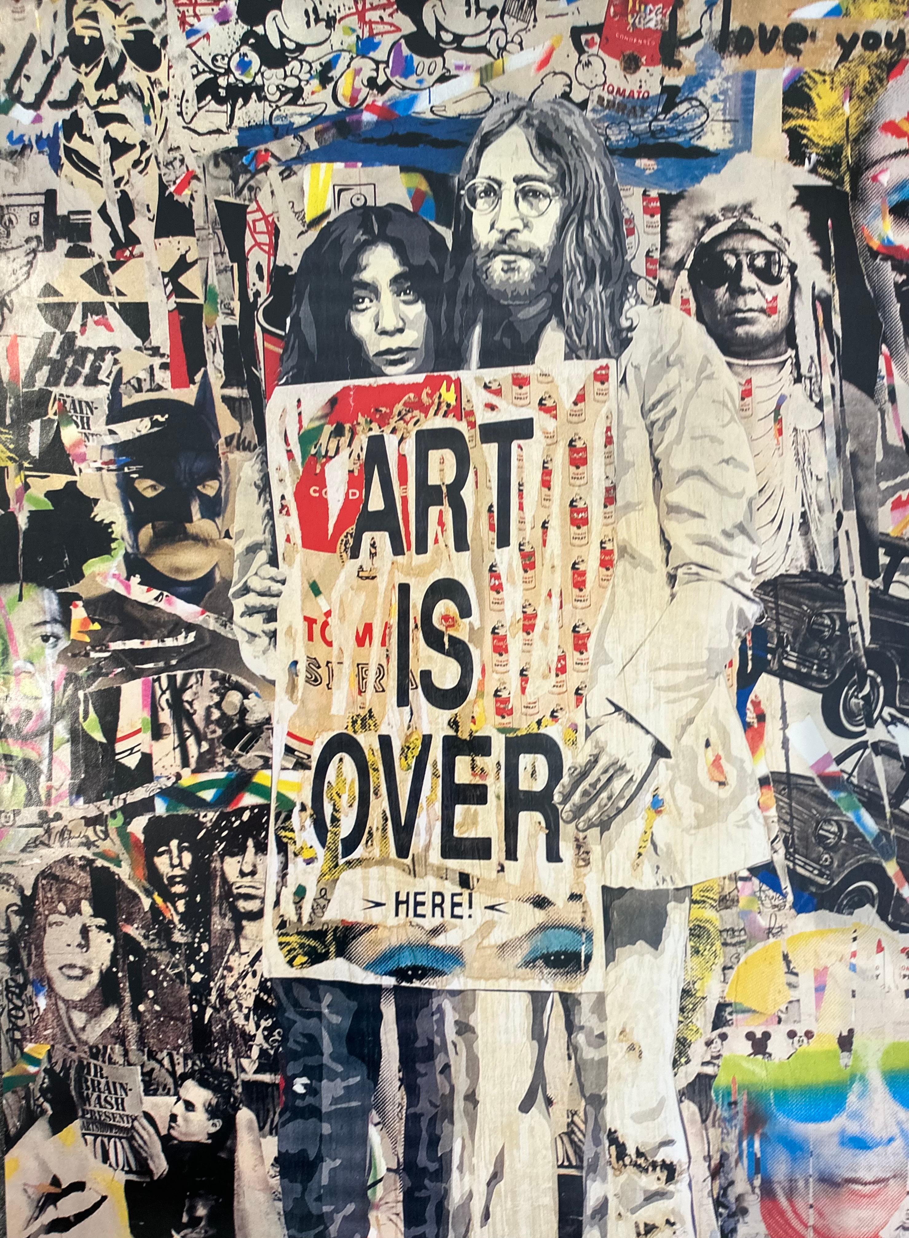 Highly collectible John Lennon & Yoko Ono lithograph poster from the legendary ICONS Exhibit by Mr. Brainwash, circa 2010. The piece, which is unframed measures 23