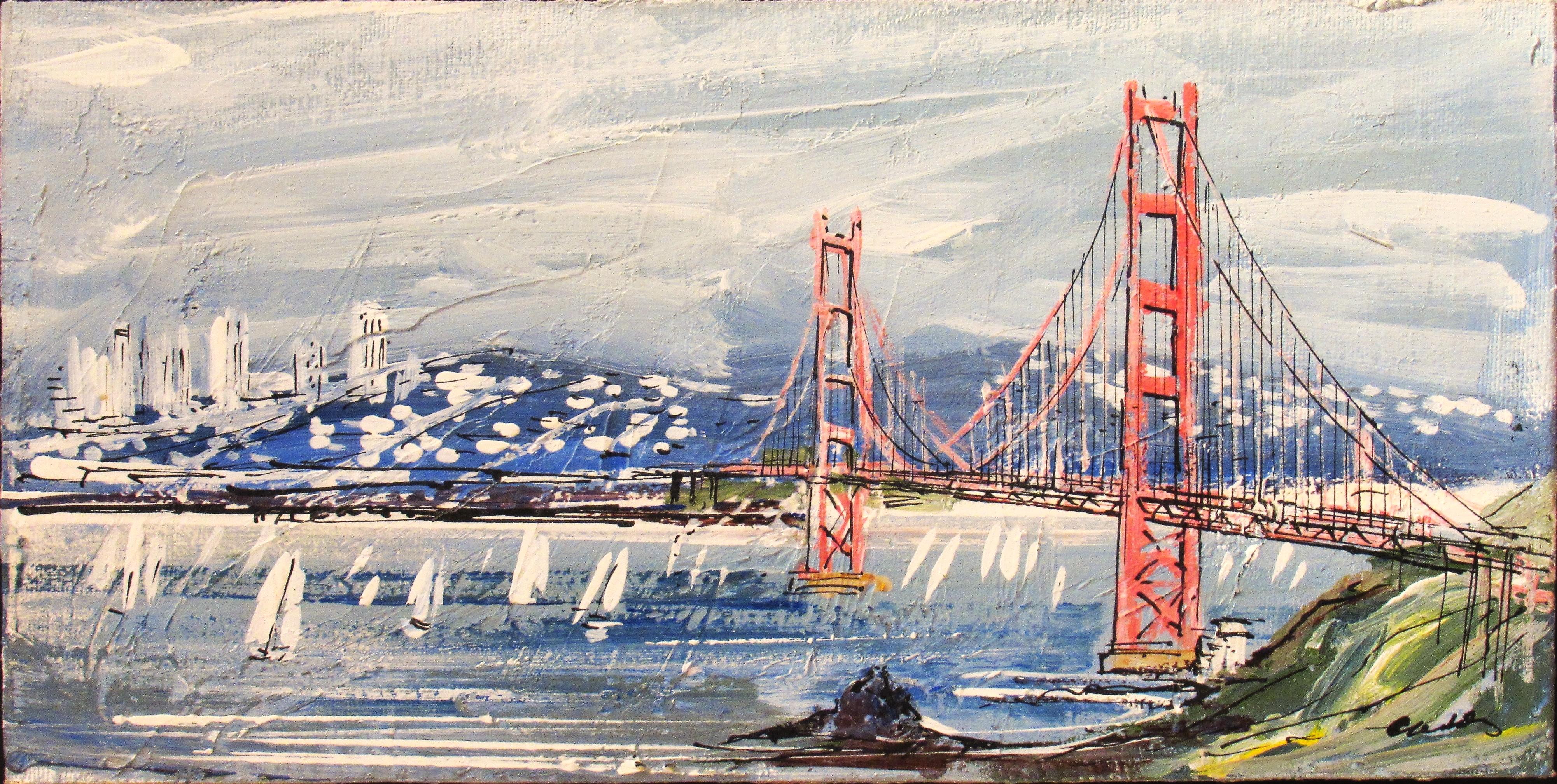 San Francisco, Golden Gate Bridge - Painting de John Leonard Checkley