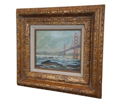 John Leonard Checkley San Francisco Golden Gate Bridge Oil Painting on Board 18"